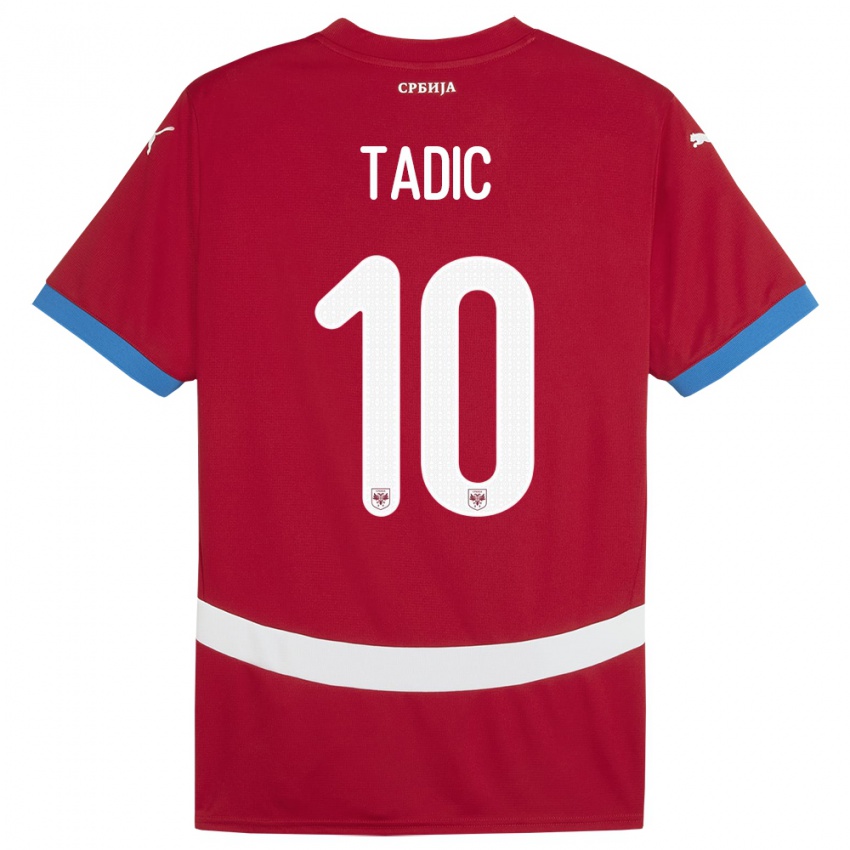 Dětské Srbsko Dusan Tadic #10 Červené Domů Hráčské Dresy 24-26 Dres