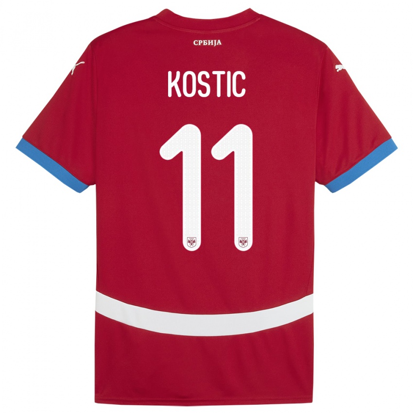 Dětské Srbsko Filip Kostic #11 Červené Domů Hráčské Dresy 24-26 Dres