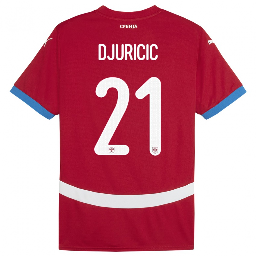 Dětské Srbsko Filip Djuricic #21 Červené Domů Hráčské Dresy 24-26 Dres