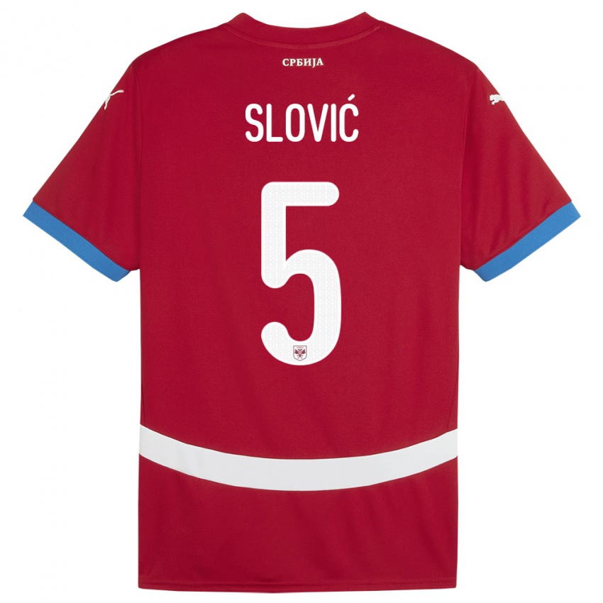 Dětské Srbsko Violeta Slovic #5 Červené Domů Hráčské Dresy 24-26 Dres