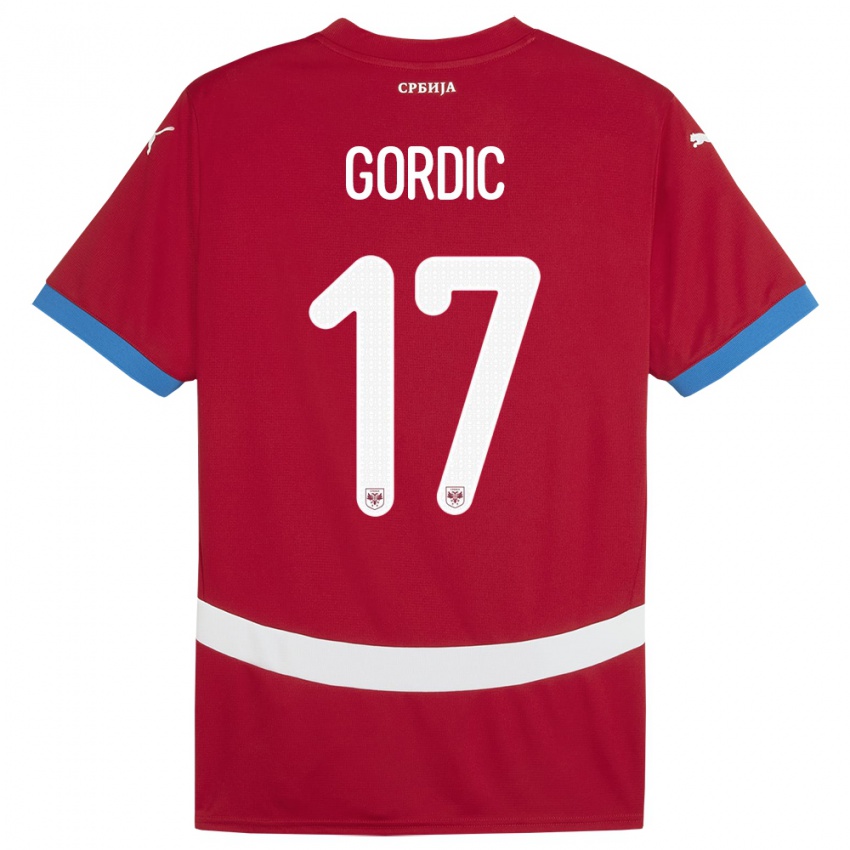 Dětské Srbsko Djordje Gordic #17 Červené Domů Hráčské Dresy 24-26 Dres