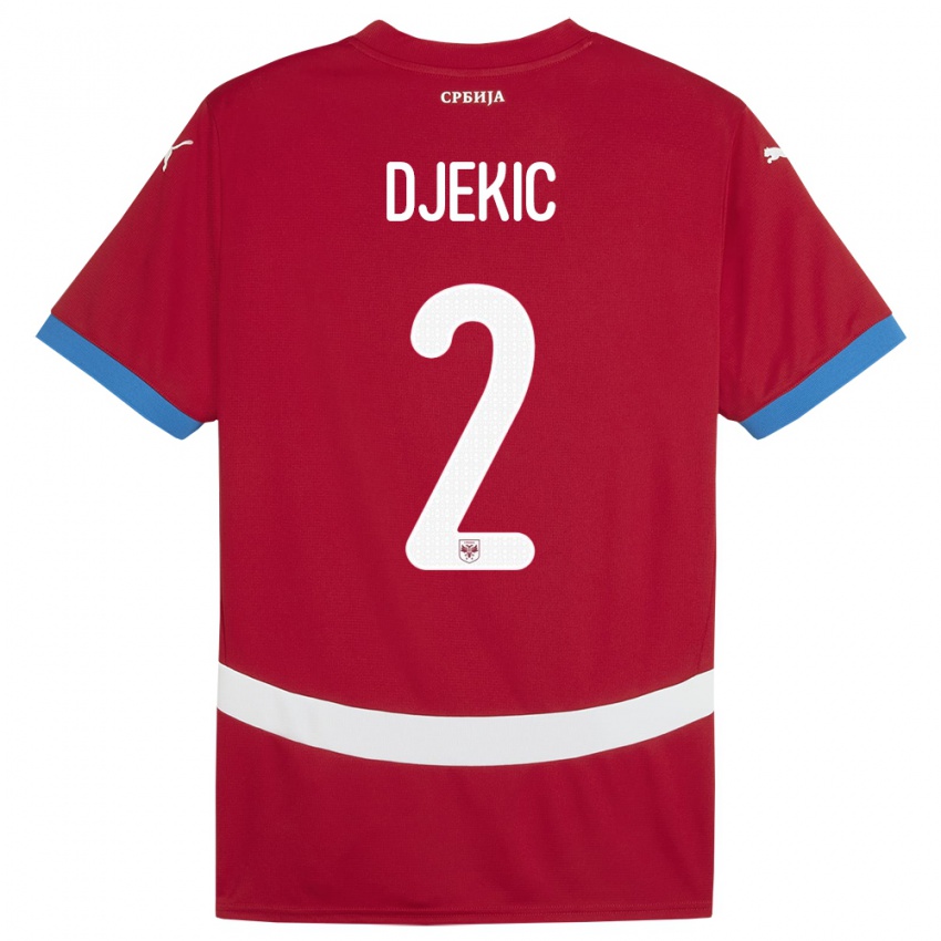 Dětské Srbsko Djuro Giulio Djekic #2 Červené Domů Hráčské Dresy 24-26 Dres