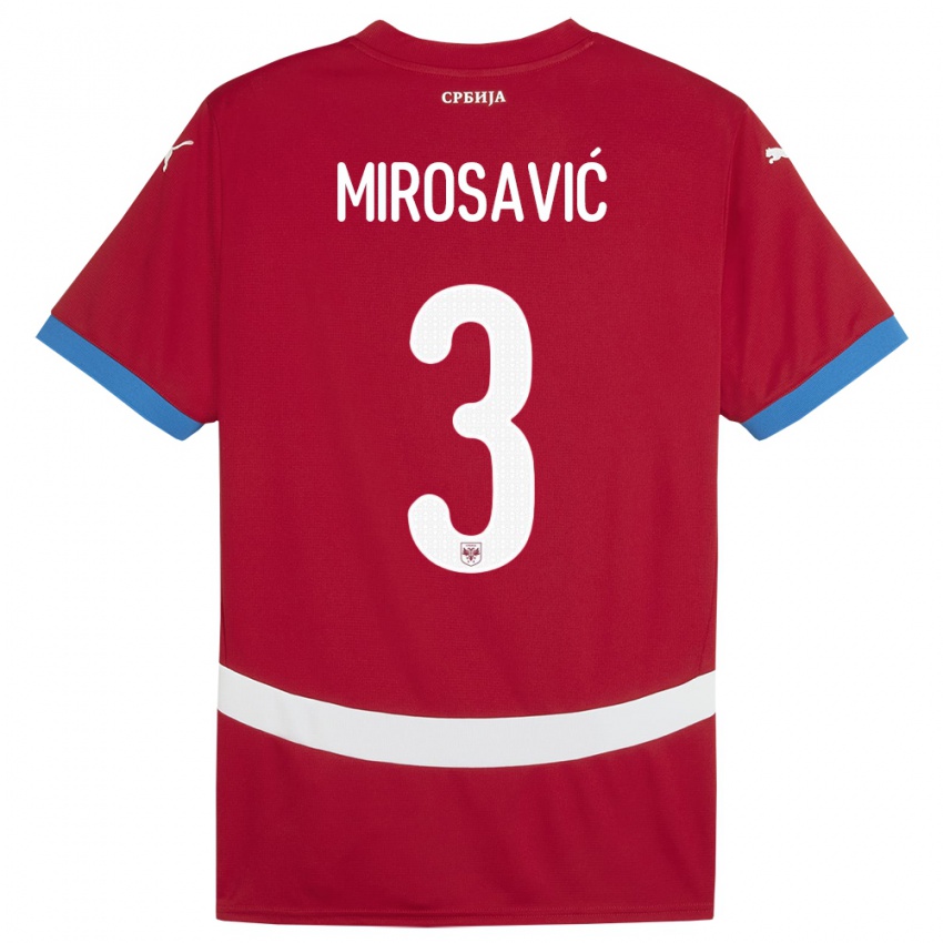 Dětské Srbsko Veljko Mirosavic #3 Červené Domů Hráčské Dresy 24-26 Dres