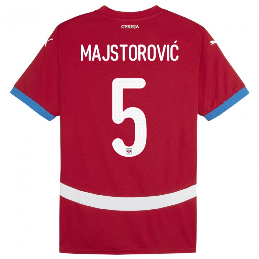 Dětské Srbsko Milan Majstorovic #5 Červené Domů Hráčské Dresy 24-26 Dres