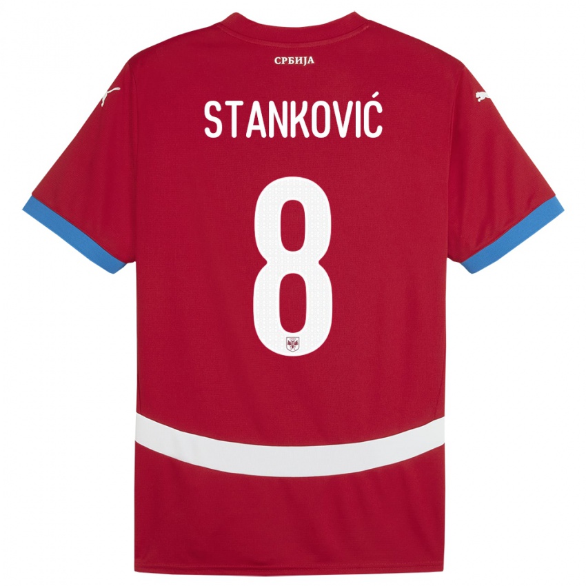 Dětské Srbsko Aleksandar Stankovic #8 Červené Domů Hráčské Dresy 24-26 Dres