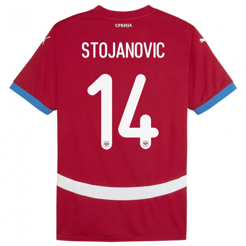 Dětské Srbsko Matija Stojanovic #14 Červené Domů Hráčské Dresy 24-26 Dres