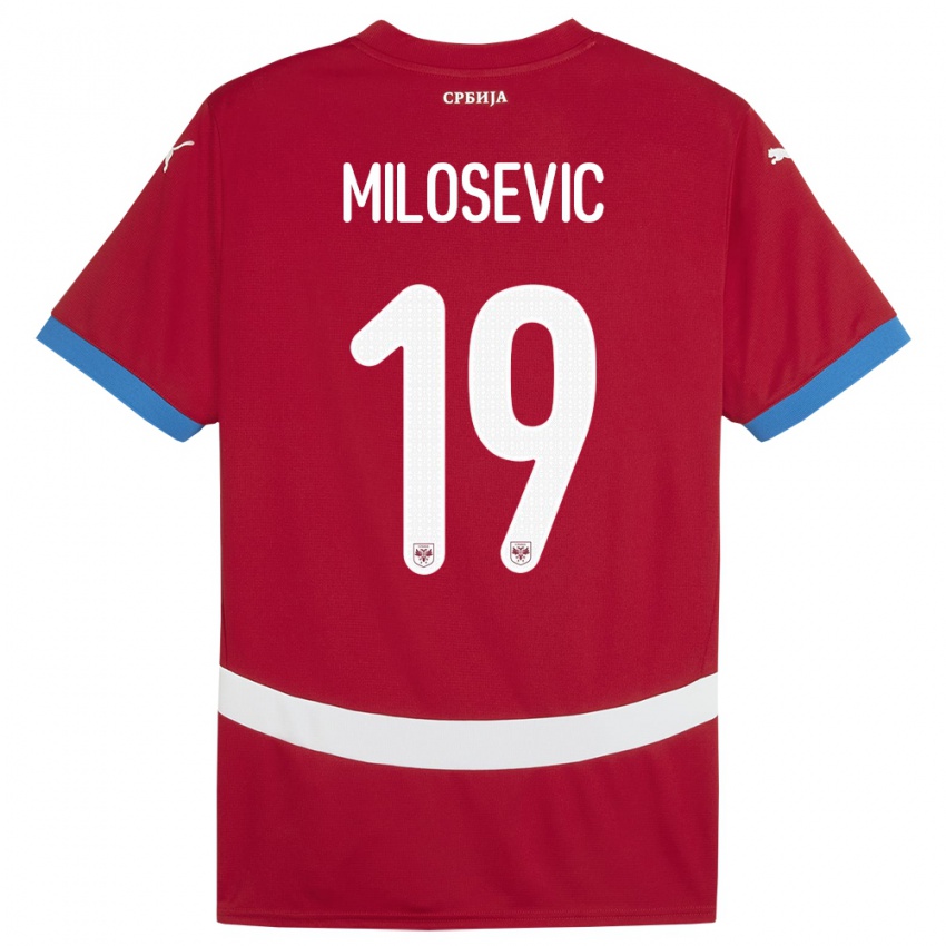 Dětské Srbsko Jovan Milosevic #19 Červené Domů Hráčské Dresy 24-26 Dres