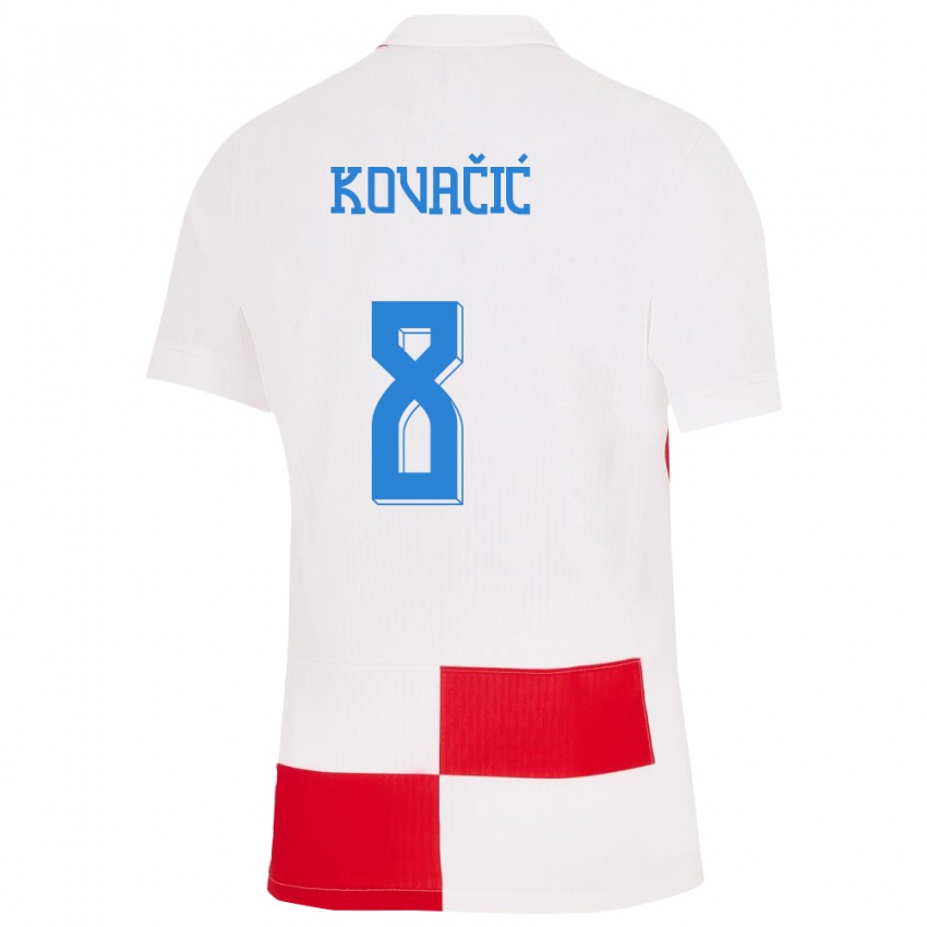 Dětské Chorvatsko Mateo Kovacic #8 Bílá Červená Domů Hráčské Dresy 24-26 Dres