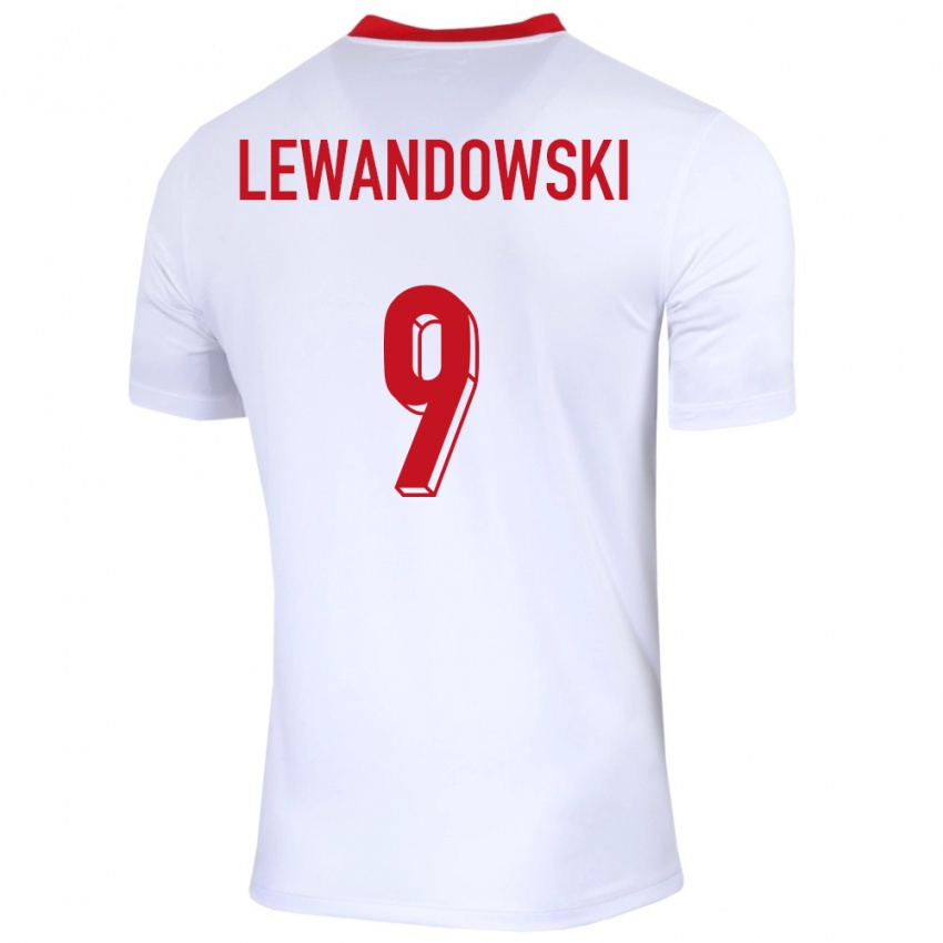 Dětské Polsko Robert Lewandowski #9 Bílý Domů Hráčské Dresy 24-26 Dres