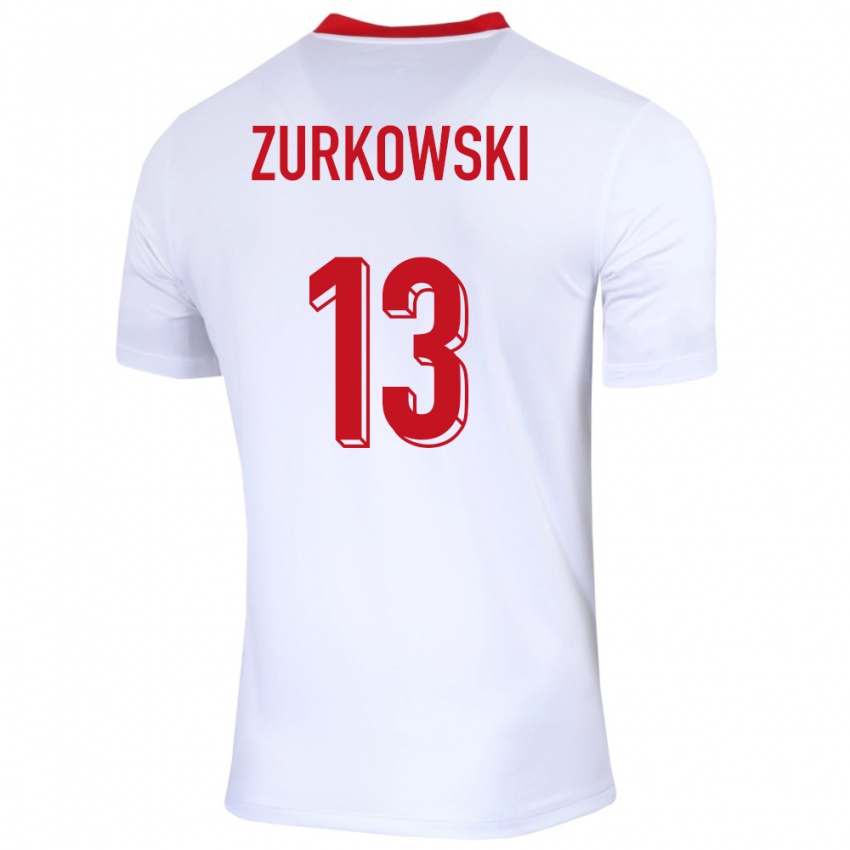 Dětské Polsko Szymon Zurkowski #13 Bílý Domů Hráčské Dresy 24-26 Dres