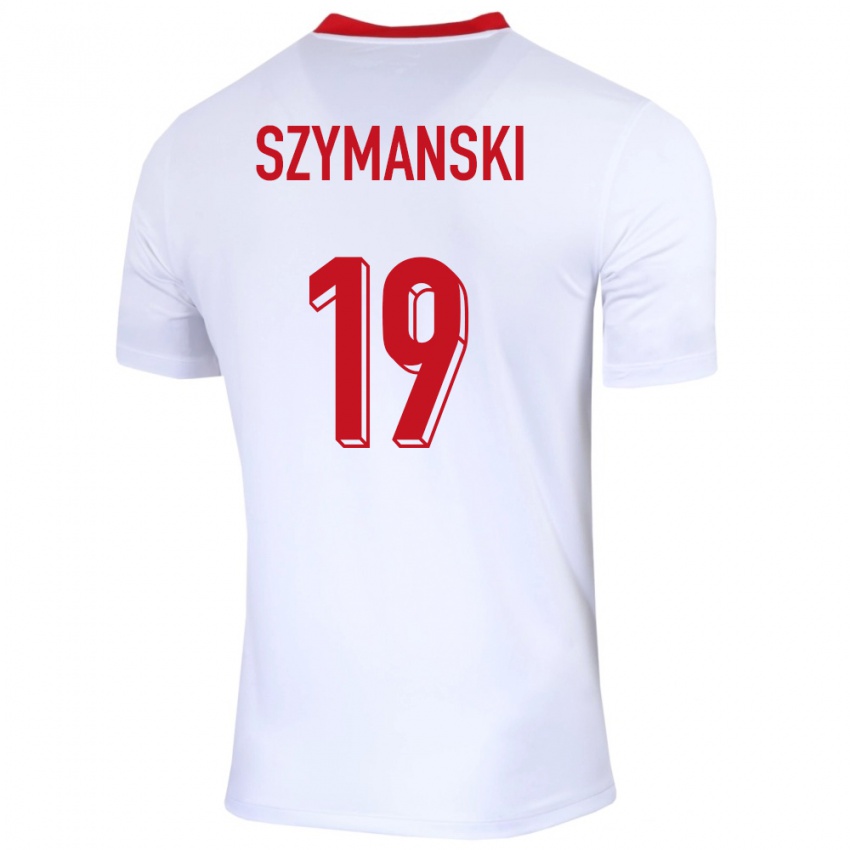 Dětské Polsko Sebastian Szymanski #19 Bílý Domů Hráčské Dresy 24-26 Dres
