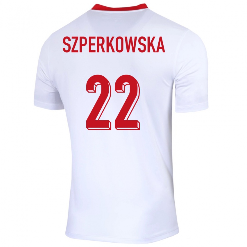 Dětské Polsko Oliwia Szperkowska #22 Bílý Domů Hráčské Dresy 24-26 Dres