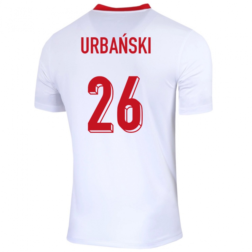 Dětské Polsko Kacper Urbanski #10 Bílý Domů Hráčské Dresy 24-26 Dres