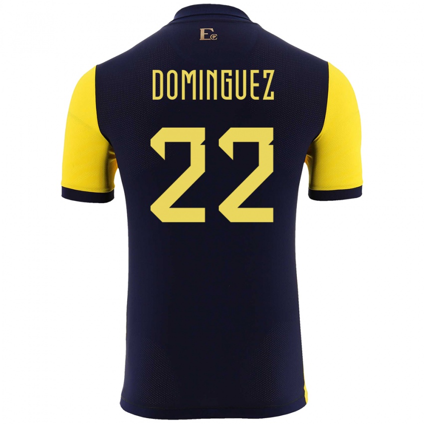 Dětské Ekvádor Alexander Dominguez #22 Žlutá Domů Hráčské Dresy 24-26 Dres