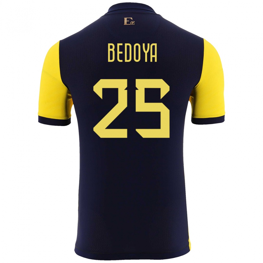 Dětské Ekvádor Jaydah Bedoya #25 Žlutá Domů Hráčské Dresy 24-26 Dres