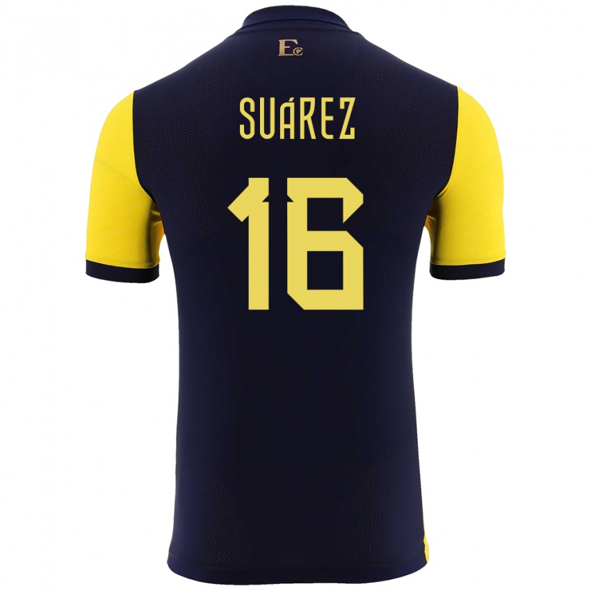Dětské Ekvádor Ariel Suarez #16 Žlutá Domů Hráčské Dresy 24-26 Dres