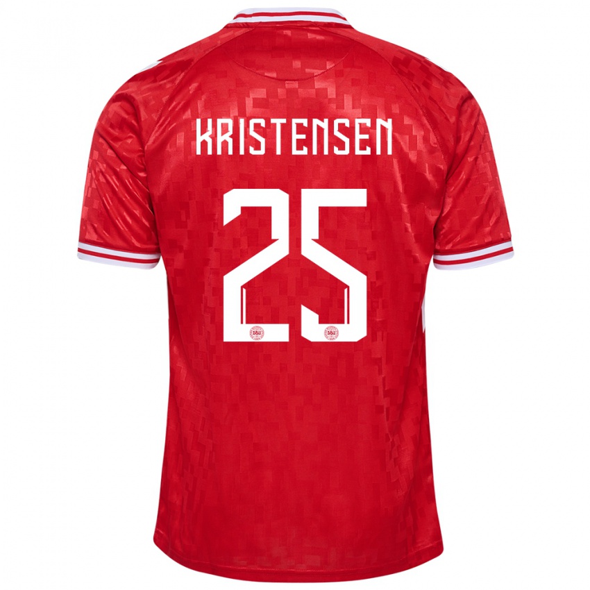 Dětské Dánsko Rasmus Kristensen #25 Červené Domů Hráčské Dresy 24-26 Dres