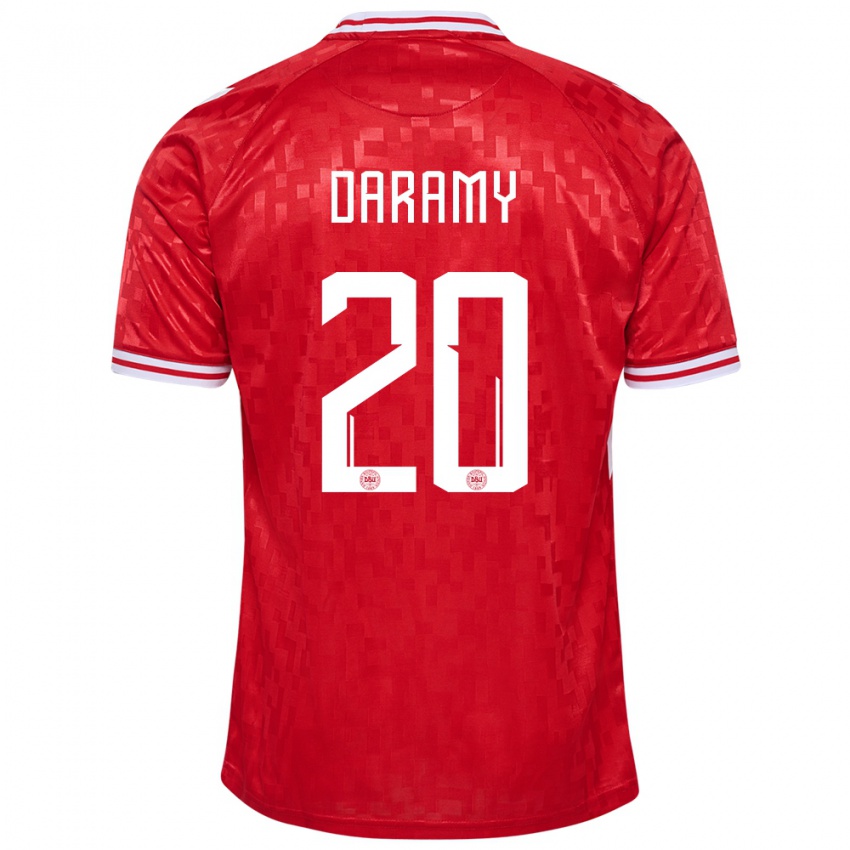 Dětské Dánsko Mohamed Daramy #20 Červené Domů Hráčské Dresy 24-26 Dres