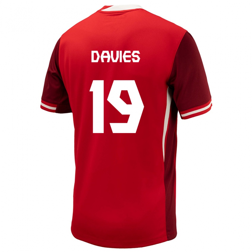 Dětské Kanada Alphonso Davies #19 Červené Domů Hráčské Dresy 24-26 Dres