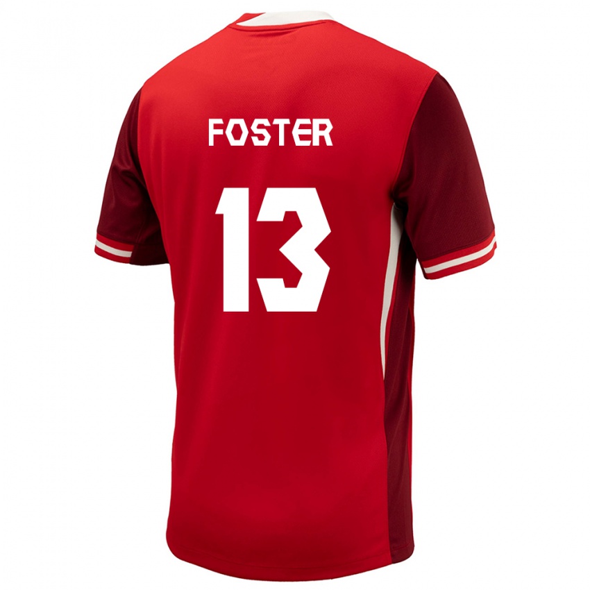 Dětské Kanada Rylee Foster #13 Červené Domů Hráčské Dresy 24-26 Dres