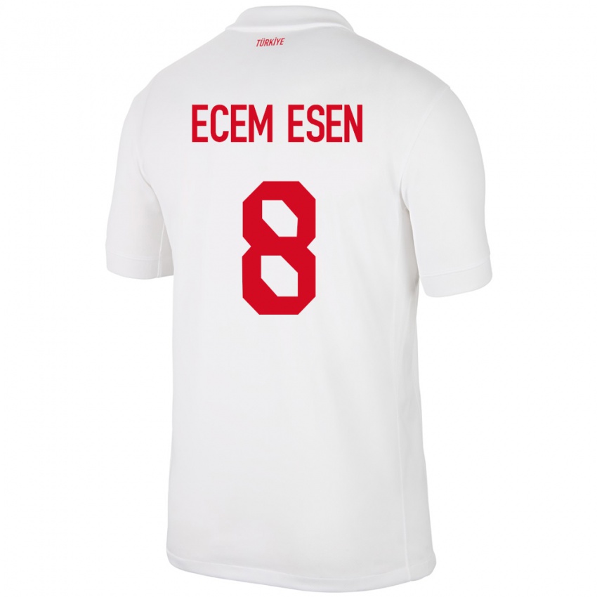 Dětské Turecko Emine Ecem Esen #8 Bílý Domů Hráčské Dresy 24-26 Dres