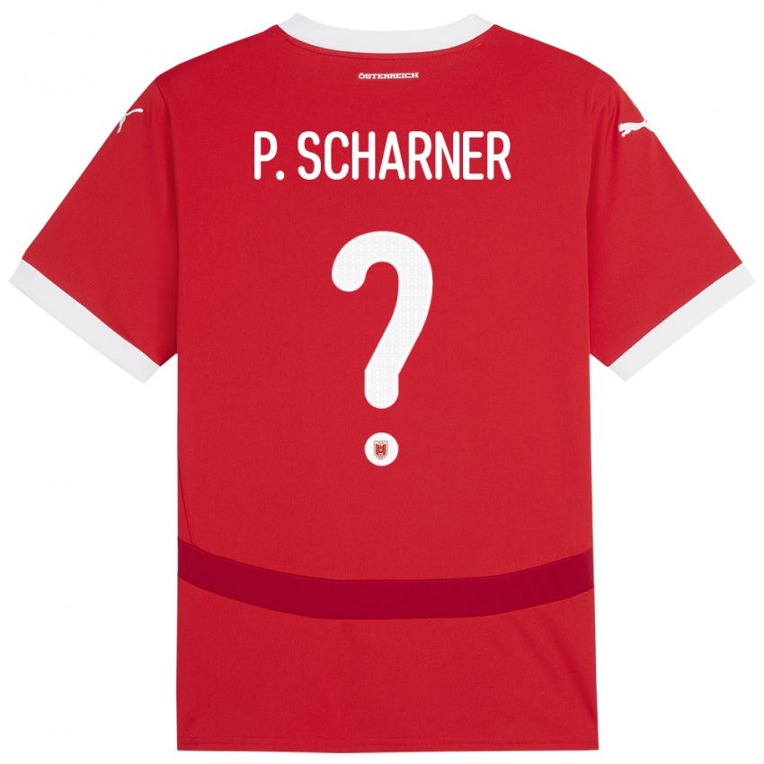 Dětské Rakousko Paul Scharner #0 Červené Domů Hráčské Dresy 24-26 Dres