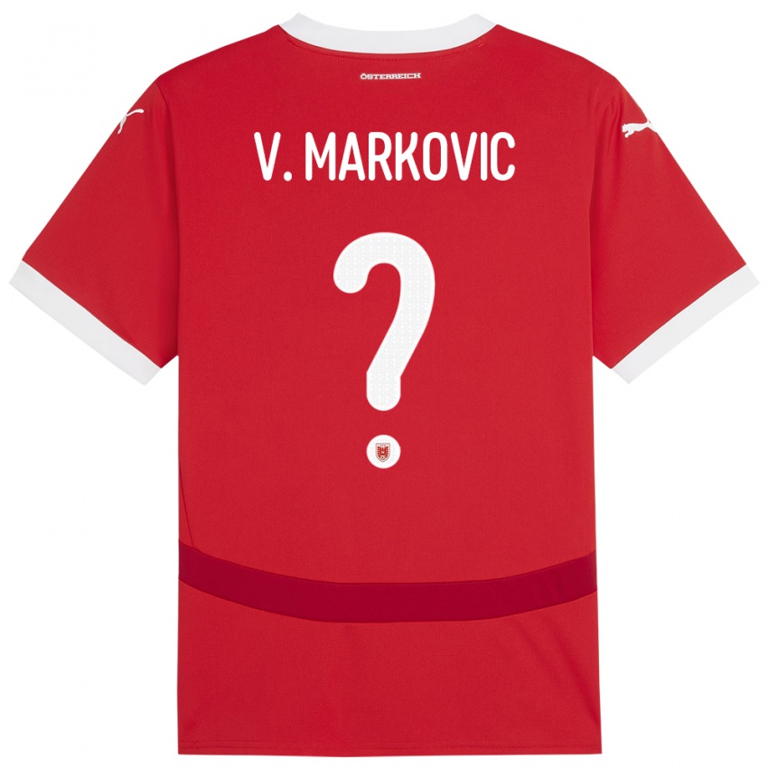 Dětské Rakousko Vasilije Markovic #0 Červené Domů Hráčské Dresy 24-26 Dres