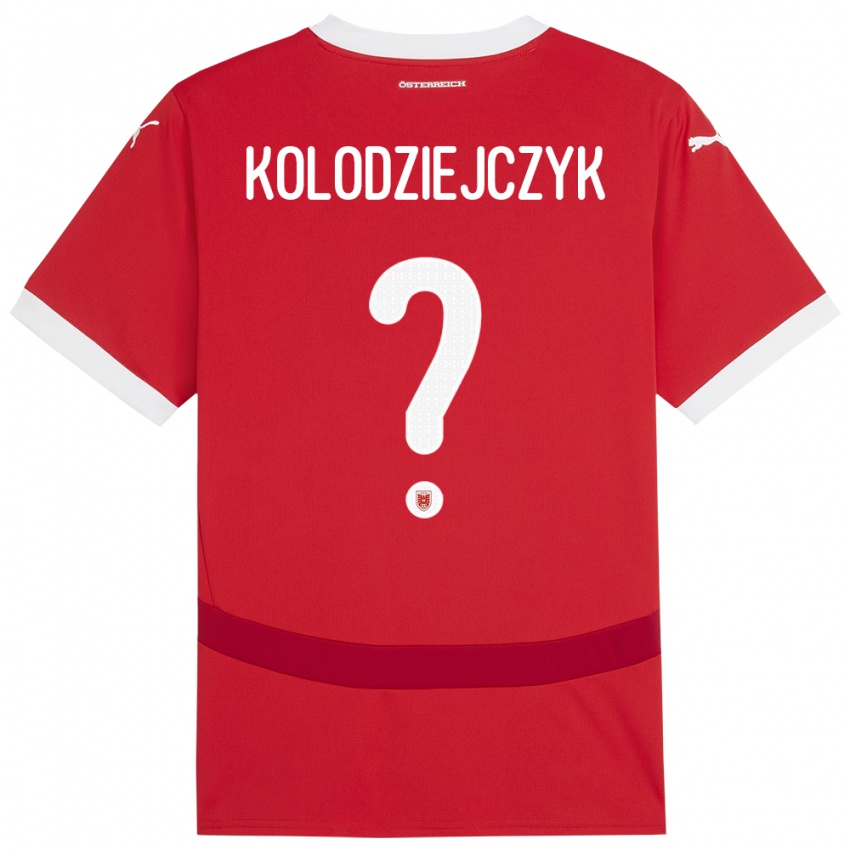 Dětské Rakousko Marek Kolodziejczyk #0 Červené Domů Hráčské Dresy 24-26 Dres