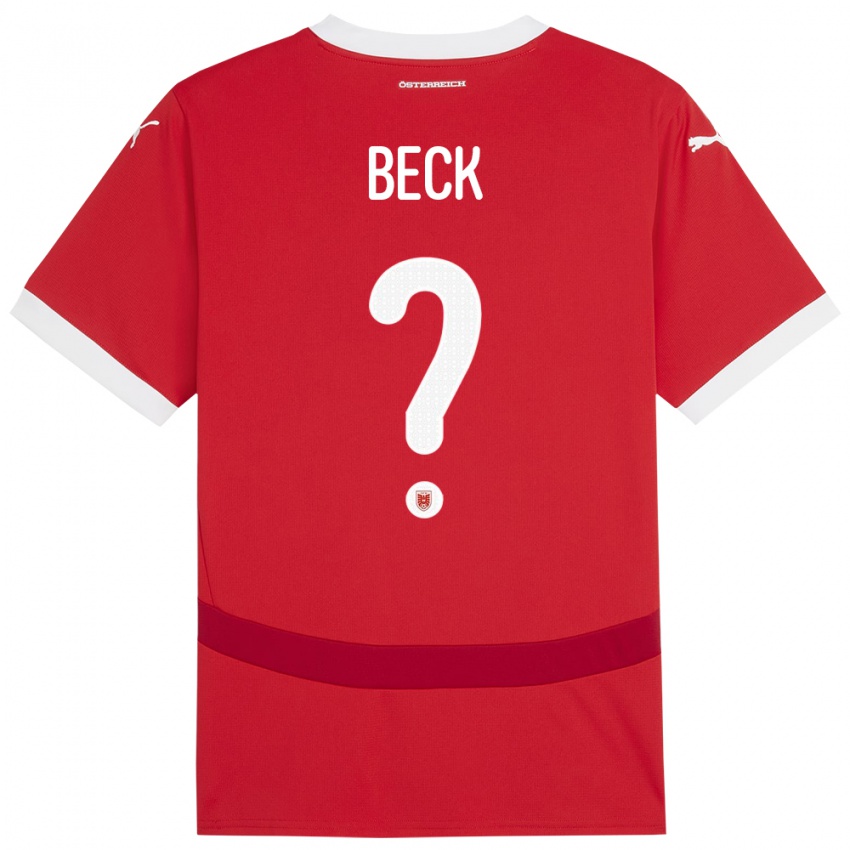 Dětské Rakousko Dominik Beck #0 Červené Domů Hráčské Dresy 24-26 Dres