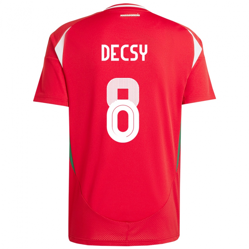 Dětské Maďarsko Ádám Décsy #8 Červené Domů Hráčské Dresy 24-26 Dres