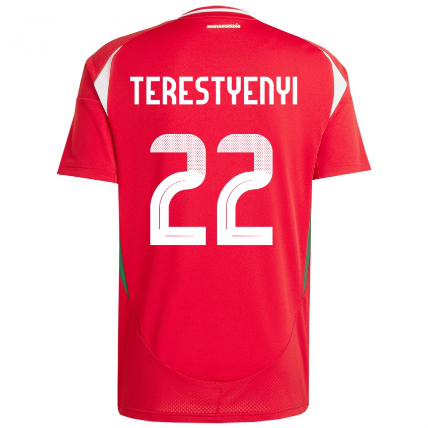 Dětské Maďarsko Anna Terestyényi #22 Červené Domů Hráčské Dresy 24-26 Dres