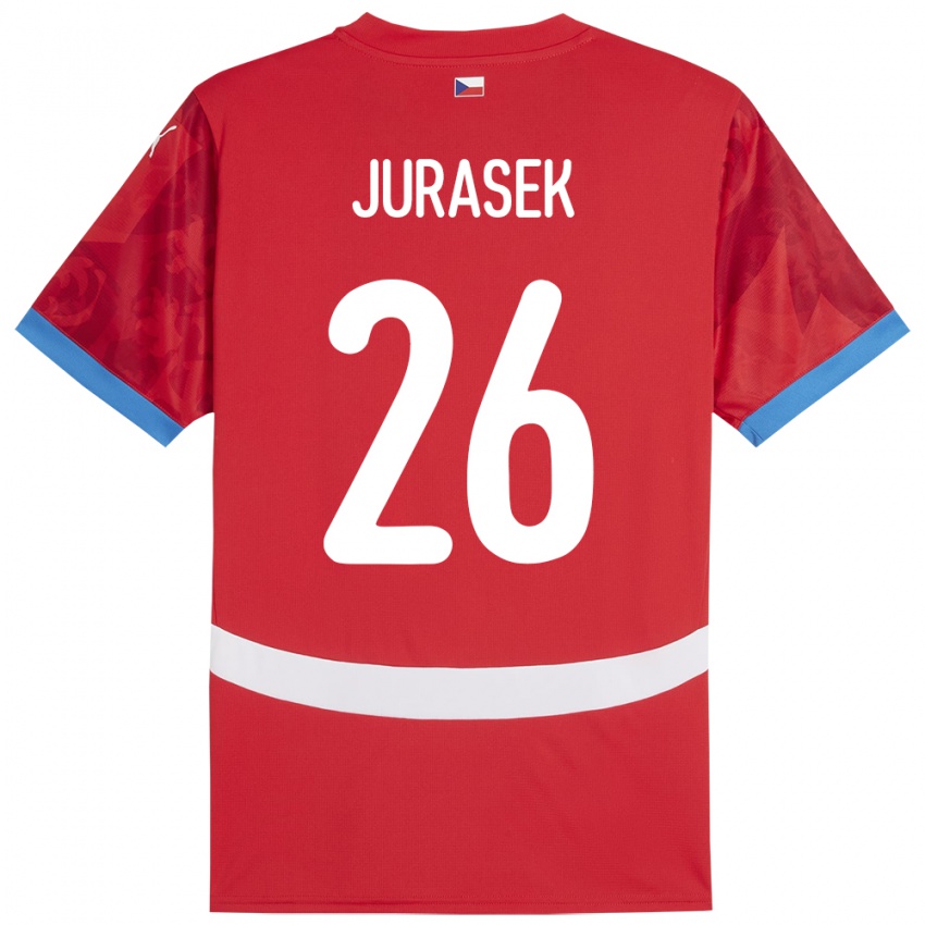 Dětské Česko Matej Jurasek #26 Červené Domů Hráčské Dresy 24-26 Dres