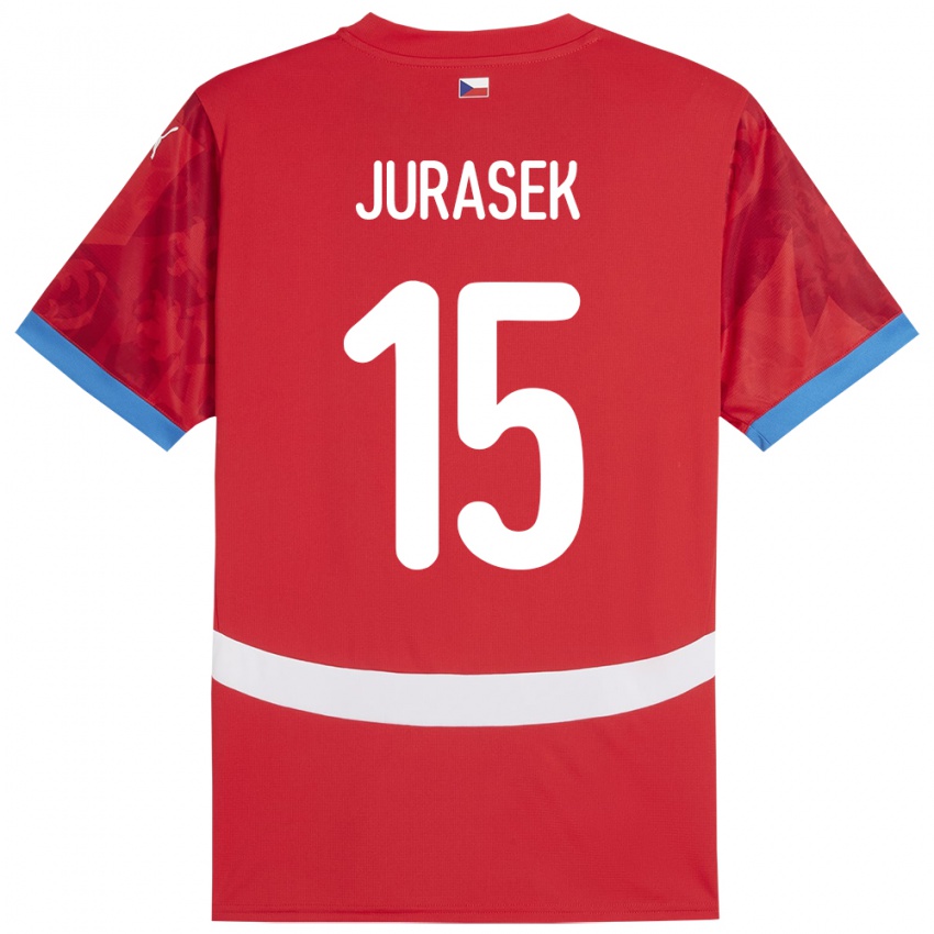 Dětské Česko David Jurásek #15 Červené Domů Hráčské Dresy 24-26 Dres