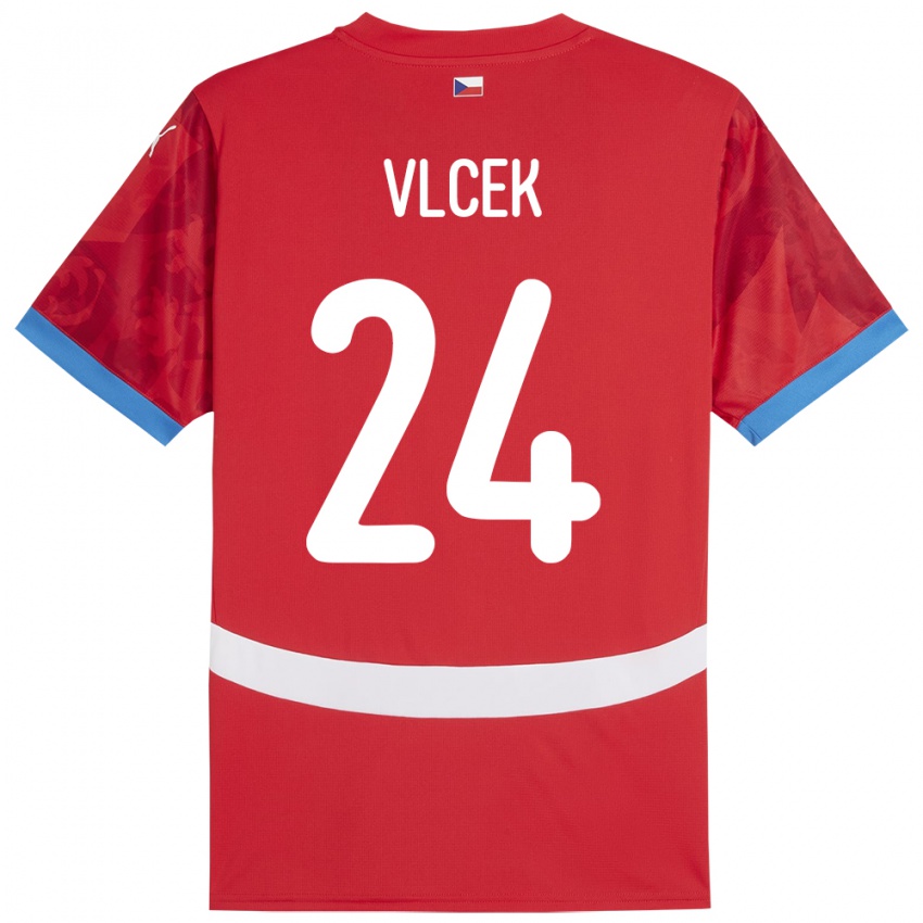 Dětské Česko Tomas Vlcek #24 Červené Domů Hráčské Dresy 24-26 Dres