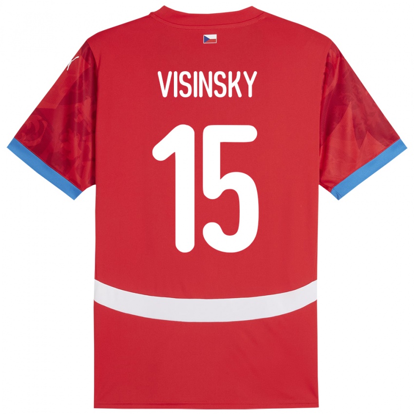 Dětské Česko Denis Visinsky #15 Červené Domů Hráčské Dresy 24-26 Dres