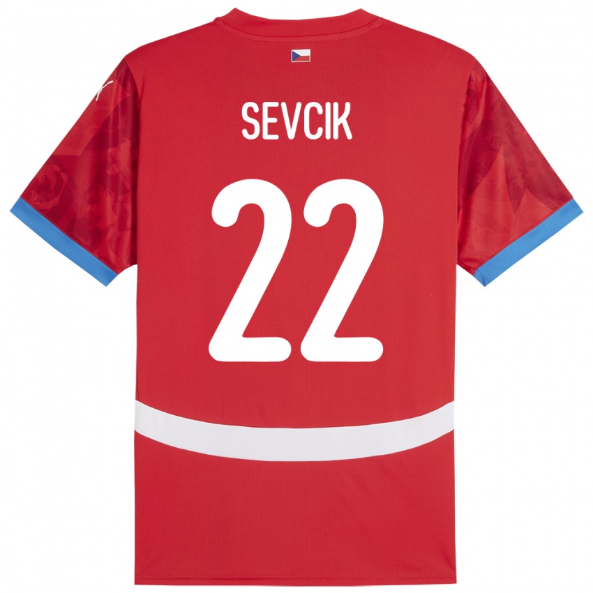 Dětské Česko Michal Sevcik #22 Červené Domů Hráčské Dresy 24-26 Dres