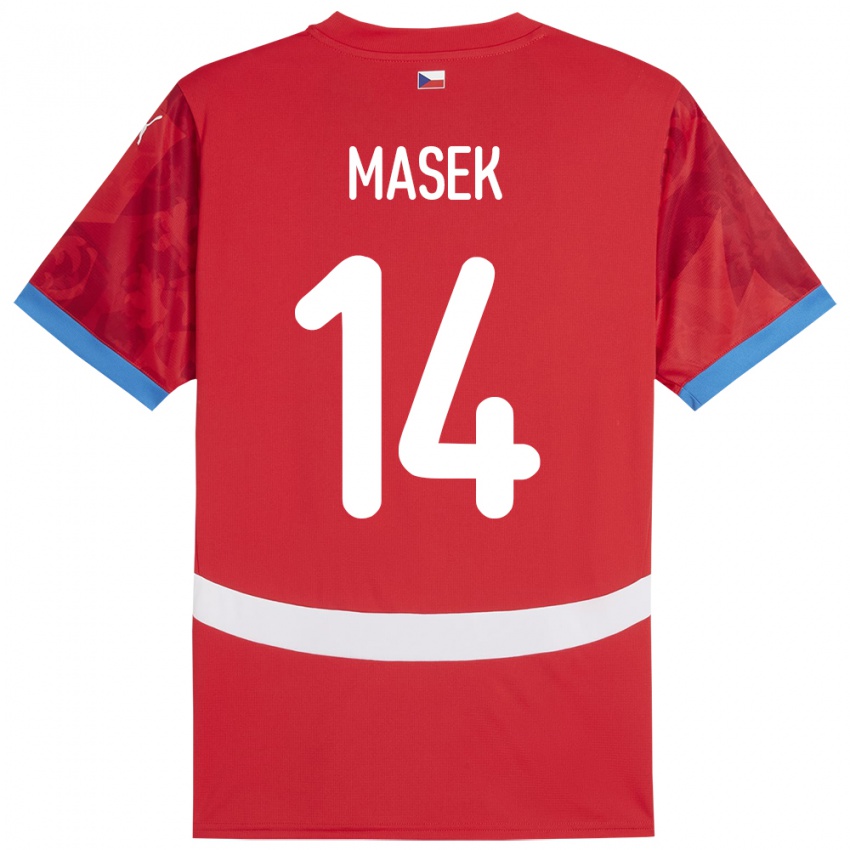 Dětské Česko Lukas Masek #14 Červené Domů Hráčské Dresy 24-26 Dres