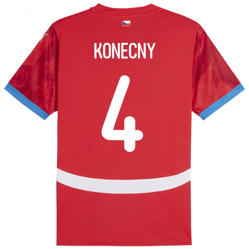 Dětské Česko Mikulas Konecny #4 Červené Domů Hráčské Dresy 24-26 Dres