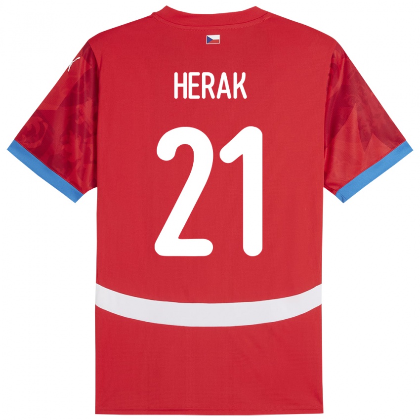 Dětské Česko Frantisek Herak #21 Červené Domů Hráčské Dresy 24-26 Dres