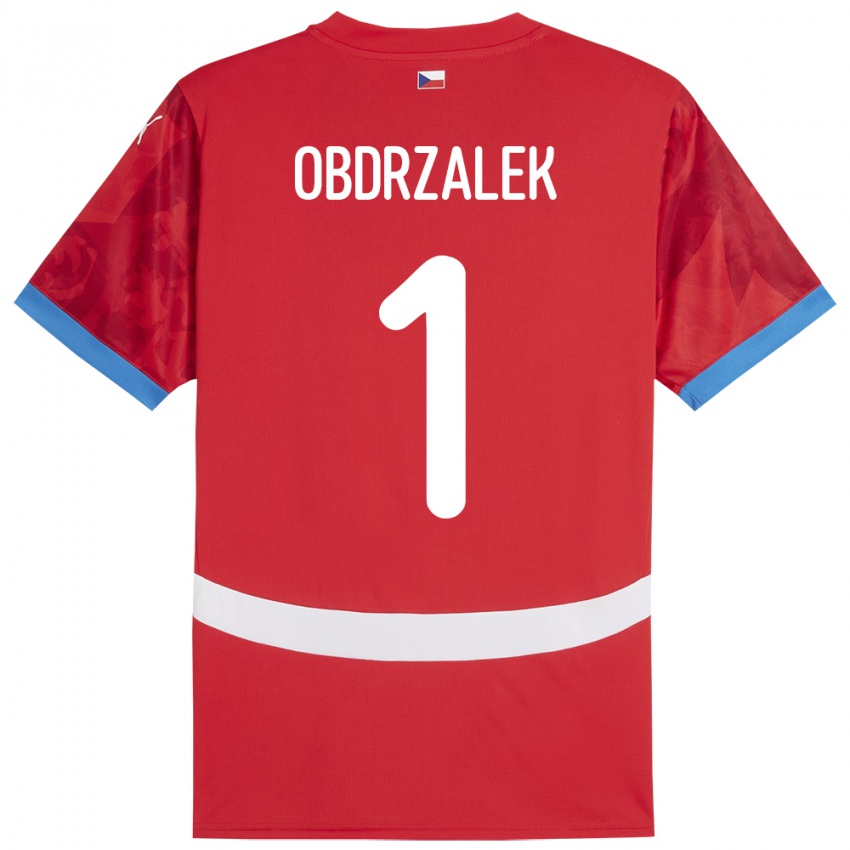 Dětské Česko Marek Obdrzalek #1 Červené Domů Hráčské Dresy 24-26 Dres