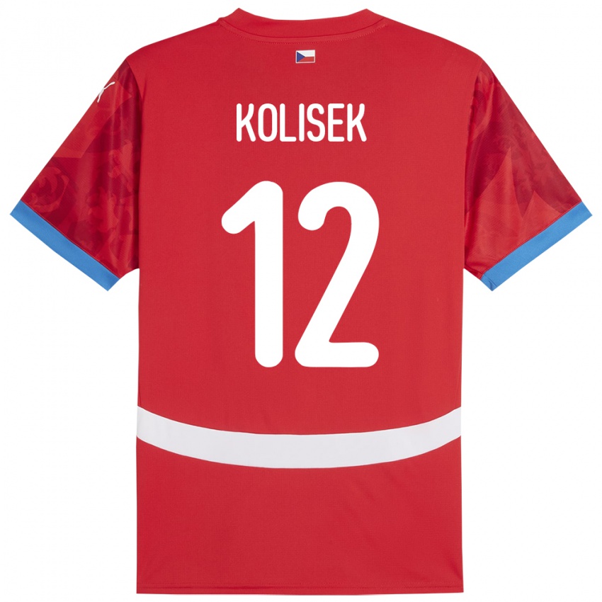 Dětské Česko Jakub Kolisek #12 Červené Domů Hráčské Dresy 24-26 Dres