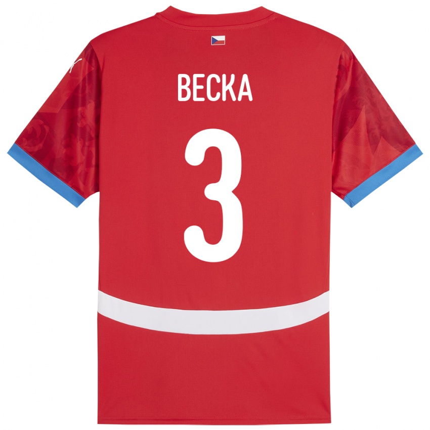 Dětské Česko Patrik Becka #3 Červené Domů Hráčské Dresy 24-26 Dres