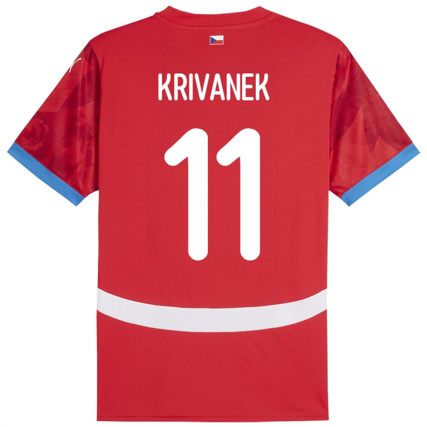 Dětské Česko Jan Krivanek #11 Červené Domů Hráčské Dresy 24-26 Dres