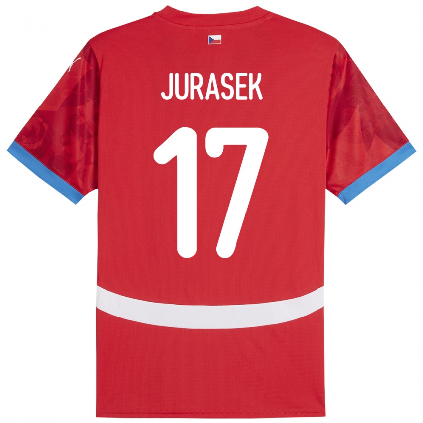 Dětské Česko Patrik Jurasek #17 Červené Domů Hráčské Dresy 24-26 Dres