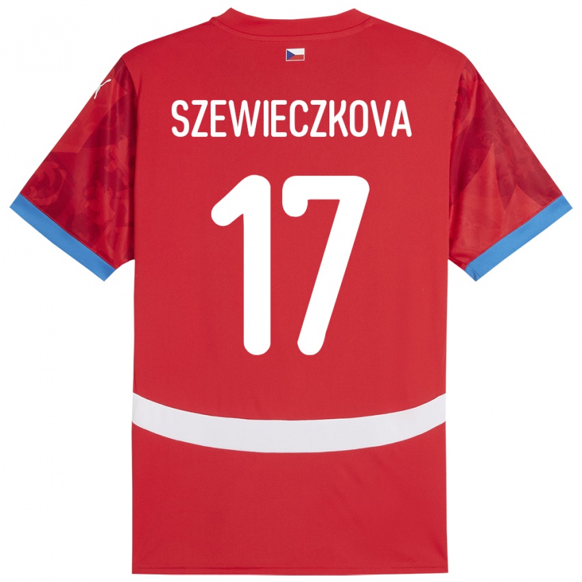 Dětské Česko Tereza Szewieczková #17 Červené Domů Hráčské Dresy 24-26 Dres