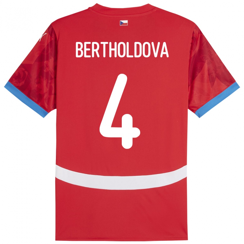 Dětské Česko Petra Bertholdová #4 Červené Domů Hráčské Dresy 24-26 Dres