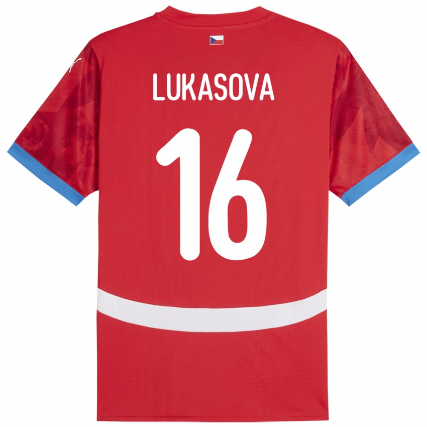 Dětské Česko Olivie Lukášová #16 Červené Domů Hráčské Dresy 24-26 Dres