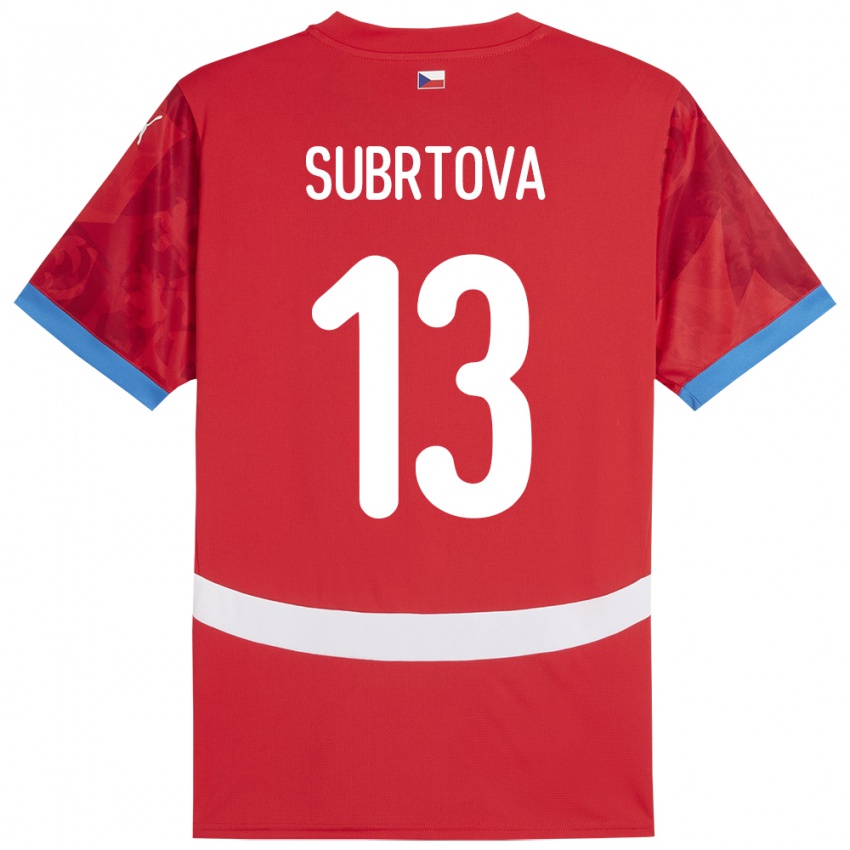 Dětské Česko Anna Šubrtová #13 Červené Domů Hráčské Dresy 24-26 Dres