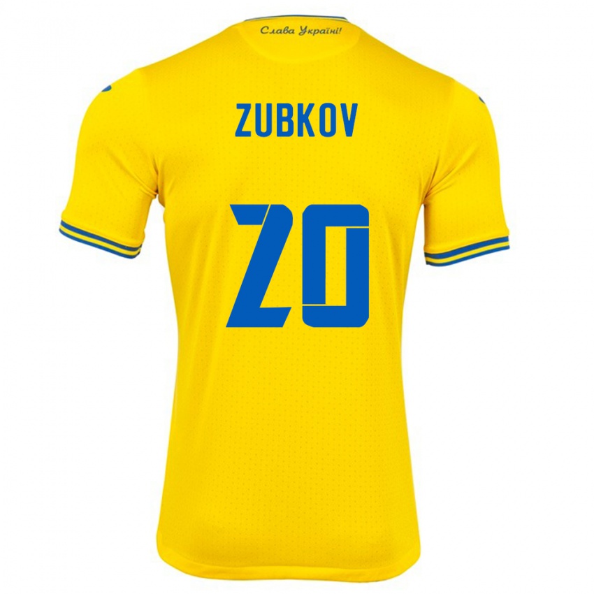 Dětské Ukrajina Oleksandr Zubkov #20 Žlutá Domů Hráčské Dresy 24-26 Dres
