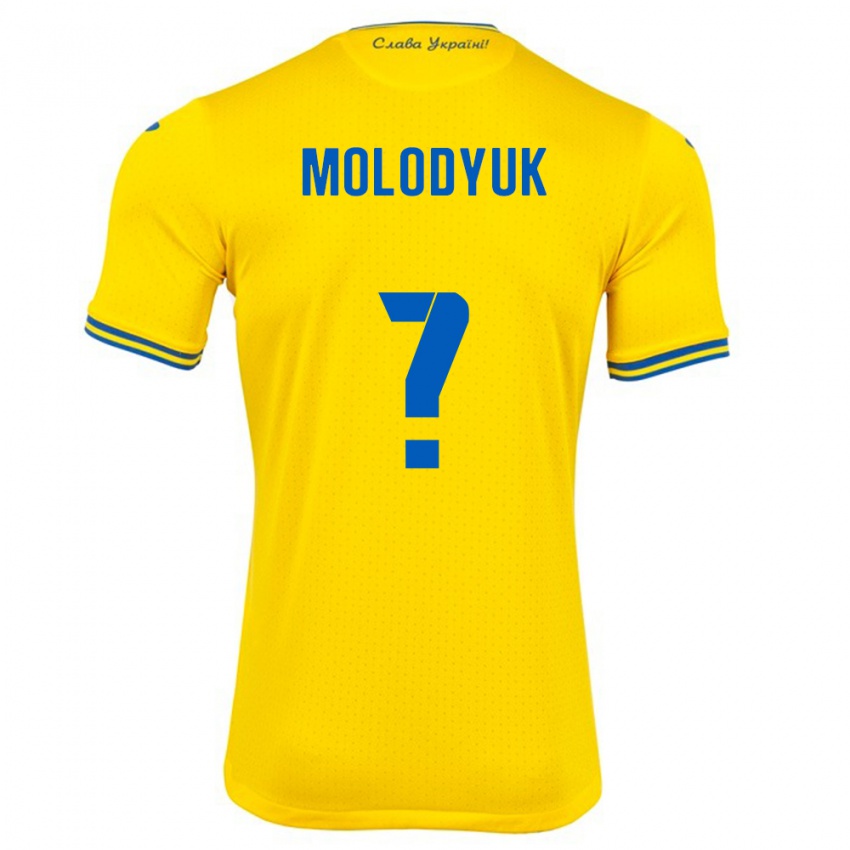 Dětské Ukrajina Yelyzaveta Molodyuk #0 Žlutá Domů Hráčské Dresy 24-26 Dres